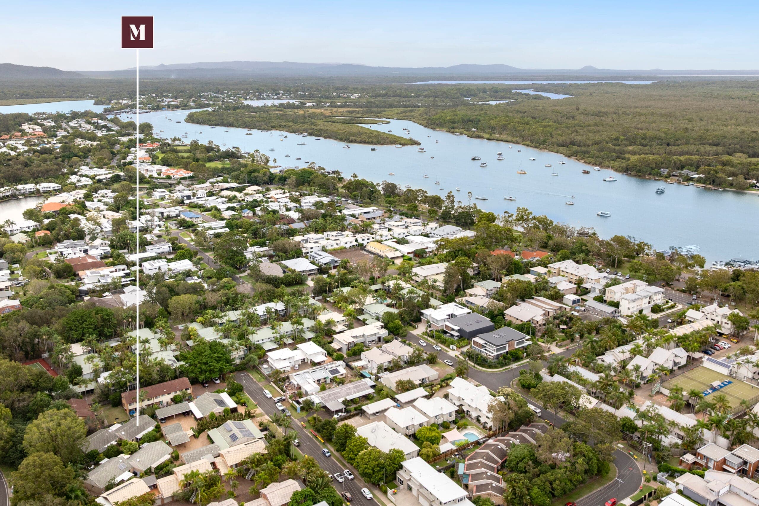Aerial view of Noosaville along the Noosa River